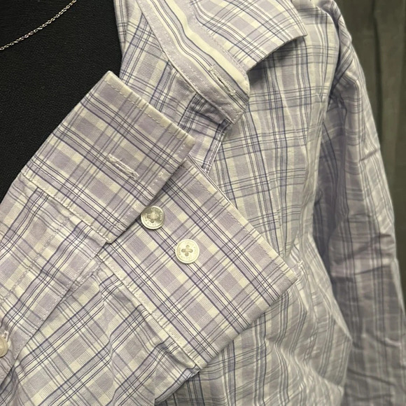 Blue and White Striped Calvin Klein Button Up - Picture 3 of 5